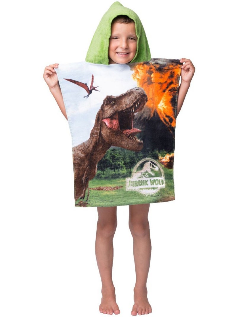 Poncho toalla de rizo con capucha algodón jurassic world dinosaurios 50 x 115 Verde - Kiabi