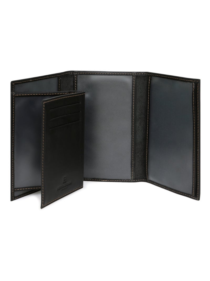 Porta documentos - 3 pliegues - cuero félin hexagona Negro - Kiabi
