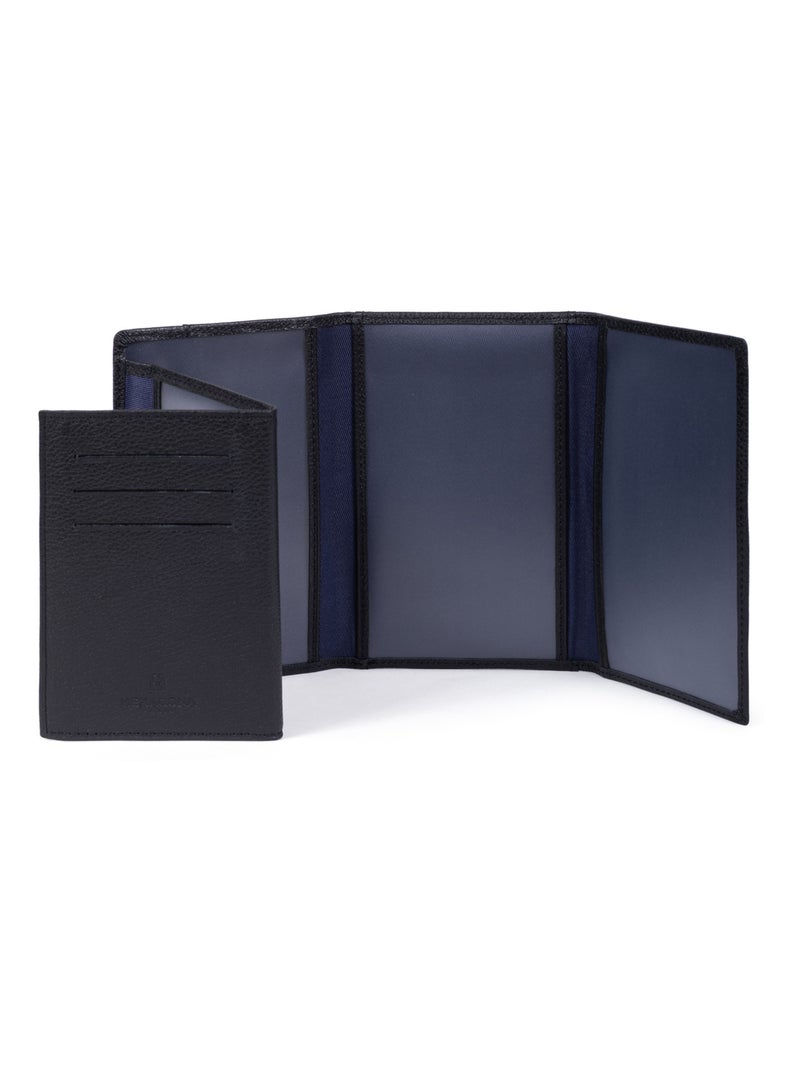 Porta documentos - 3 pliegues - detener rfid - cuero duo hexagona Negro - Kiabi