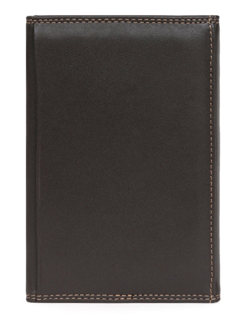 Porta documentos - 3 pliegues - detener rfid - cuero sensation hexagona Marrón oscuro - Kiabi