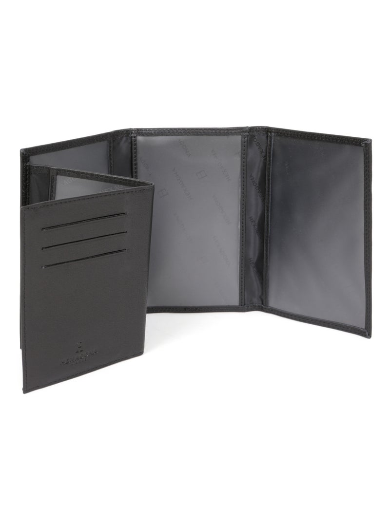 Porta documentos - 3 pliegues - detener rfid - cuero sensation hexagona Negro - Kiabi