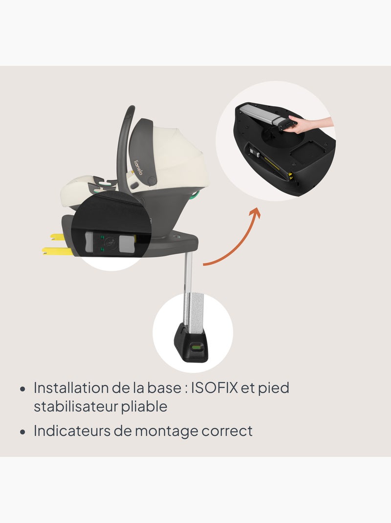 Portabebés con base isofix 180° - astrid i-size - galardonado por adac - silla de coche 40-87 cm Beige claro - Kiabi