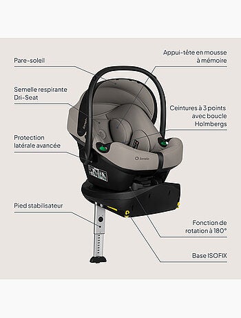 Portabebés con base isofix 180° - astrid i-size - galardonado por adac - silla de coche 40-87 cm
