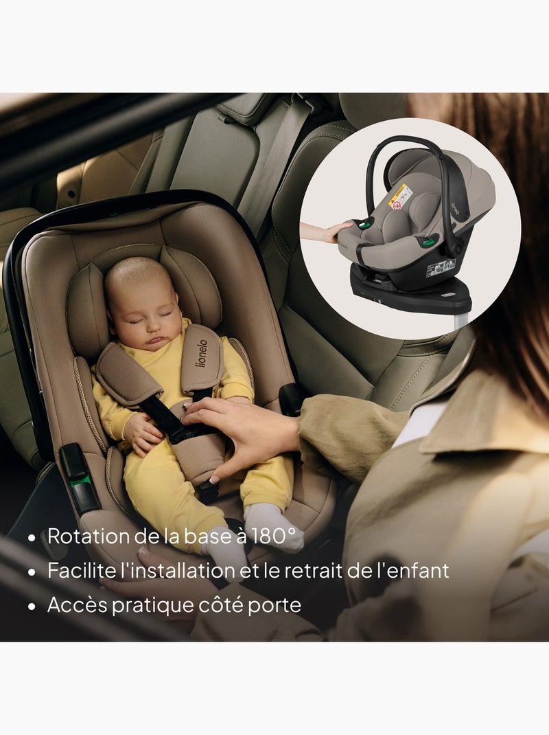 Portabebés con base isofix 180° - astrid i-size - galardonado por adac - silla de coche 40-87 cm Beige oscuro - Kiabi