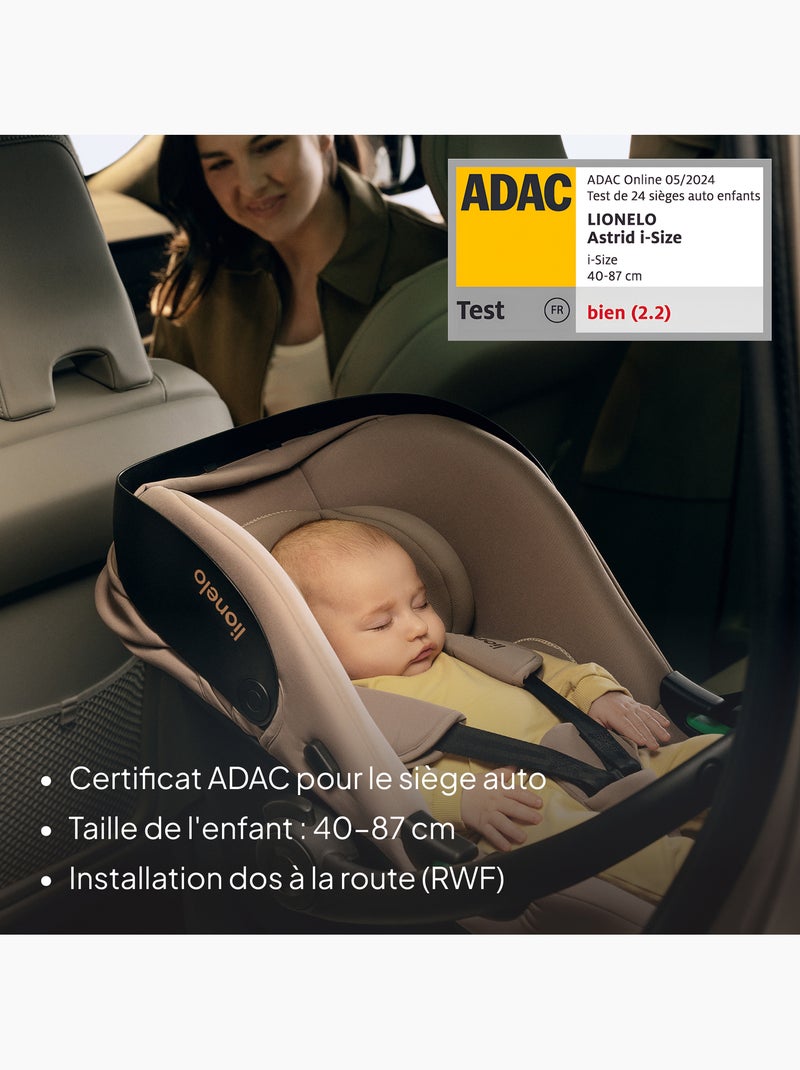 Portabebés con base isofix 180° - astrid i-size - galardonado por adac - silla de coche 40-87 cm Beige oscuro - Kiabi