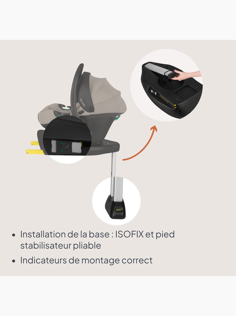 Portabebés con base isofix 180° - astrid i-size - galardonado por adac - silla de coche 40-87 cm Beige oscuro - Kiabi