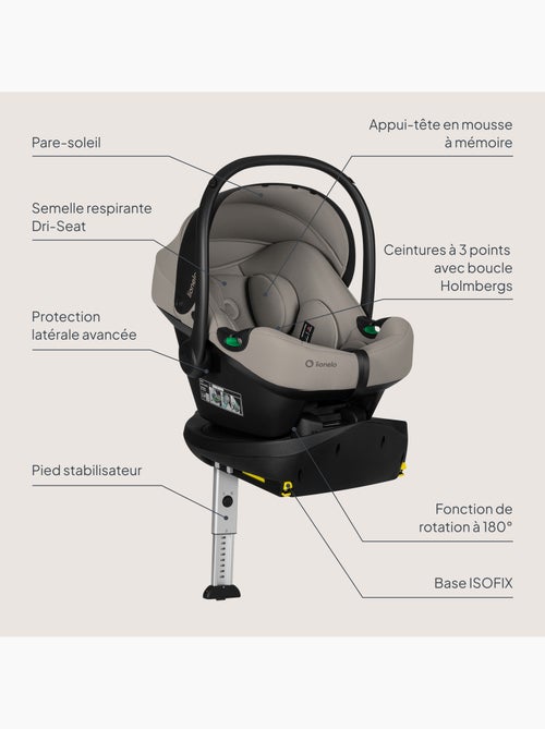 Portabebés con base isofix 180° - astrid i-size - galardonado por adac - silla de coche 40-87 cm - Kiabi