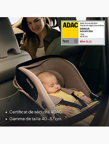 Portabebés con base isofix 180° - astrid i-size - galardonado por adac - silla de coche 40-87 cm