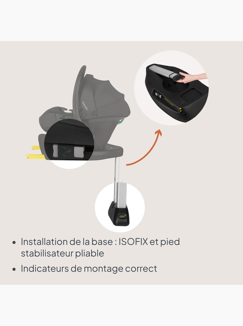Portabebés con base isofix 180° - astrid i-size - galardonado por adac - silla de coche 40-87 cm Negro Negro - Kiabi