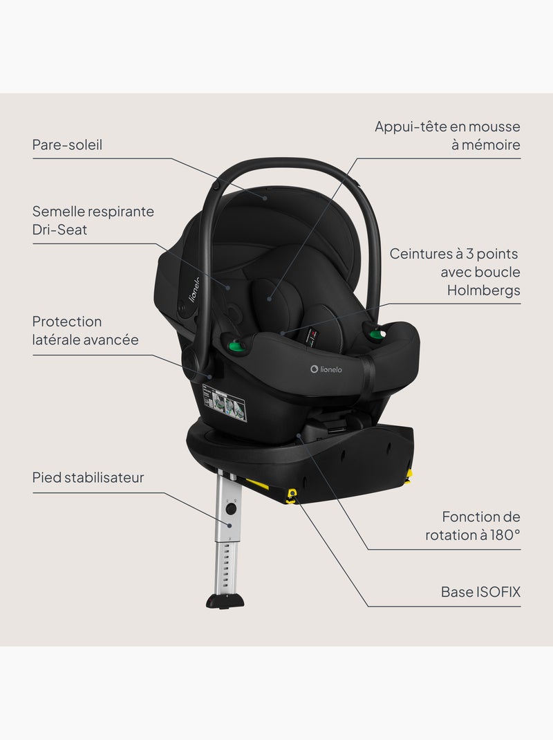 Portabebés con base isofix 180° - astrid i-size - galardonado por adac - silla de coche 40-87 cm Negro Negro - Kiabi