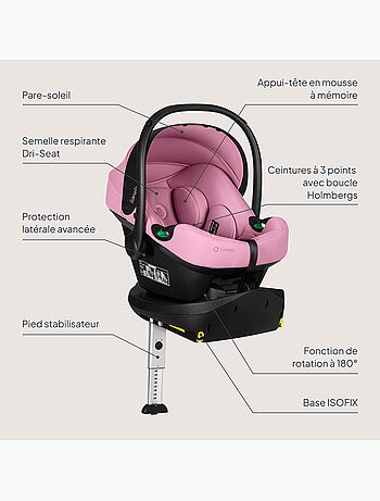 Portabebés con base isofix 180° - astrid i-size - galardonado por adac - silla de coche 40-87 cm