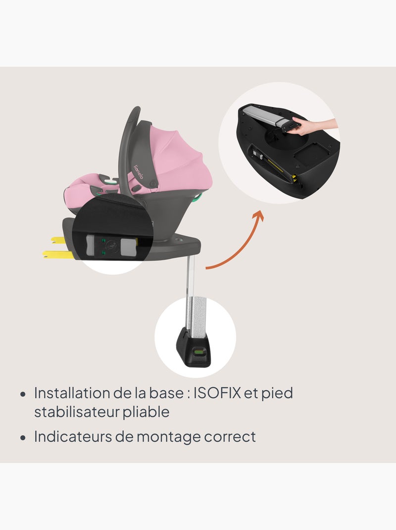 Portabebés con base isofix 180° - astrid i-size - galardonado por adac - silla de coche 40-87 cm Rosa - Kiabi
