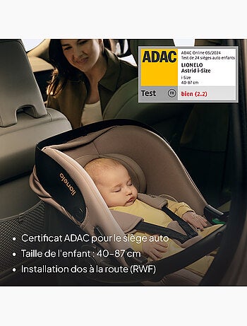 Portabebés con base isofix 180° - astrid i-size - galardonado por adac - silla de coche 40-87 cm