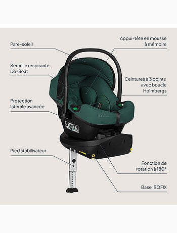 Portabebés con base isofix 180° - astrid i-size - galardonado por adac - silla de coche 40-87 cm