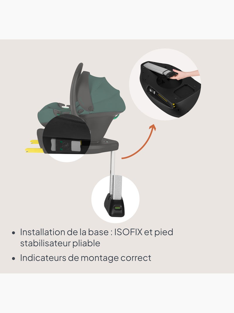 Portabebés con base isofix 180° - astrid i-size - galardonado por adac - silla de coche 40-87 cm Verde - Kiabi