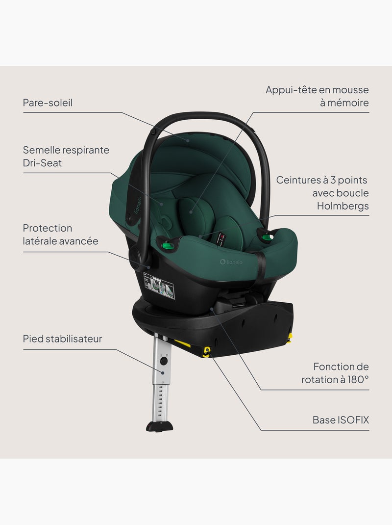 Portabebés con base isofix 180° - astrid i-size - galardonado por adac - silla de coche 40-87 cm Verde - Kiabi