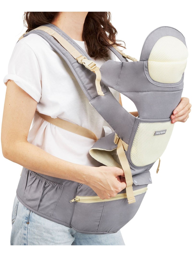 Portabebés ergonómico multifunción 0–36 meses con soporte ajustable Gris - Kiabi