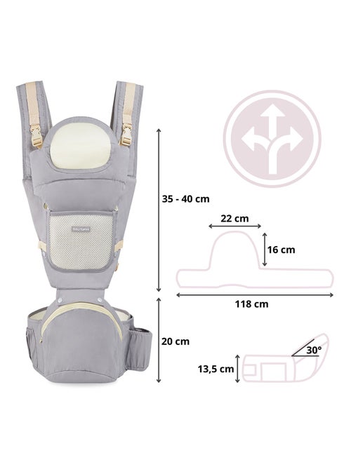Portabebés ergonómico multifunción 0–36 meses con soporte ajustable - Kiabi Portabebés ergonómico multifunción 0–36 meses con soporte ajustable - Kiabi