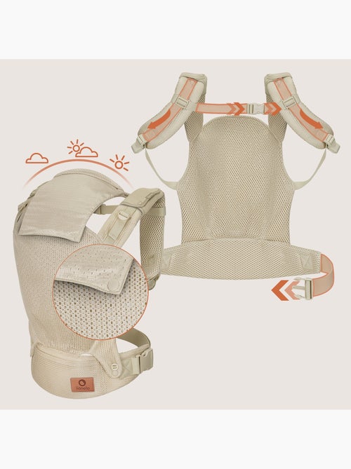 Portabebés LIONELO Margaret Air - Circulación de aire - 3 posiciones de porteo - Capota adicional - Kiabi Portabebés LIONELO Margaret Air - Circulación de aire - 3 posiciones de porteo - Capota adicional - Kiabi