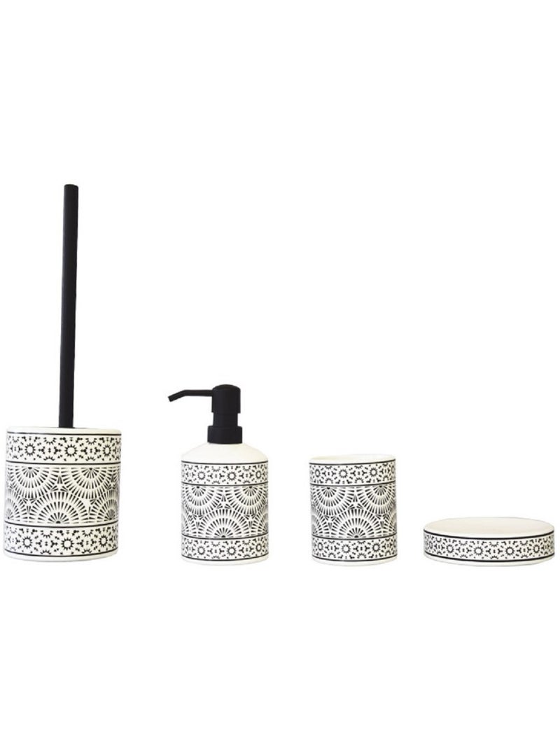 Portacepillos de dientes TRIBU de porcelana con motivos étnicos – Guy Levasseur Negro Blanco - Kiabi