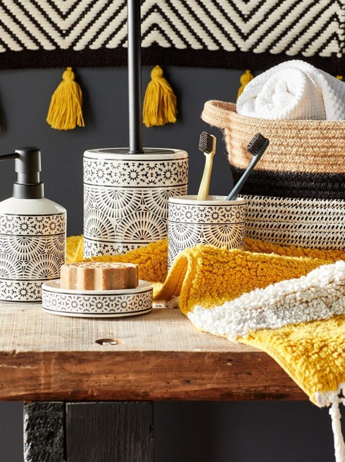 Portacepillos – porcelana con motivos étnicos – TRIBU – Guy Levasseur - Kiabi