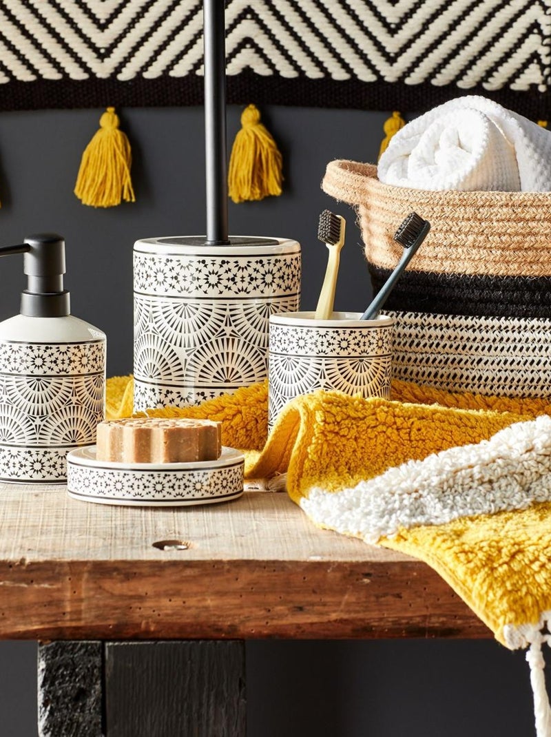 Portacepillos – porcelana con motivos étnicos – TRIBU – Guy Levasseur Blanco - Kiabi