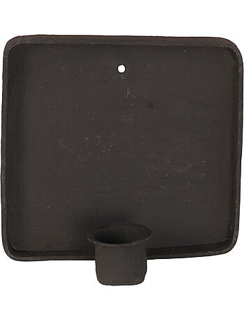 Portavelas de pared cuadrado de metal sin tratar
