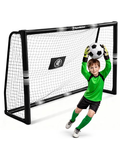 Portería de fútbol HyperMotion 180 x 120 cm negra con red y anclajes - Kiabi Portería de fútbol HyperMotion 180 x 120 cm negra con red y anclajes - Kiabi