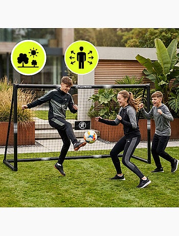 Portería de fútbol hypermotion 240 x 160 cm negra con red y anclajes