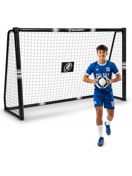 Portería de fútbol HyperMotion 240 x 160 cm negra con red y anclajes - Kiabi