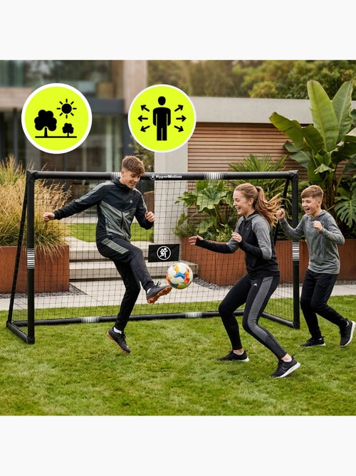 Portería de fútbol HyperMotion 240 x 160 cm negra con red y anclajes - Kiabi