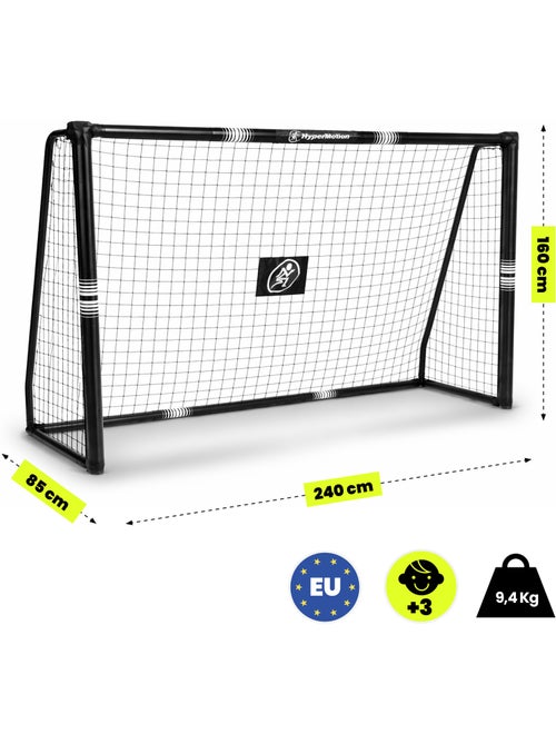 Portería de fútbol HyperMotion 240 x 160 cm negra con red y anclajes - Kiabi