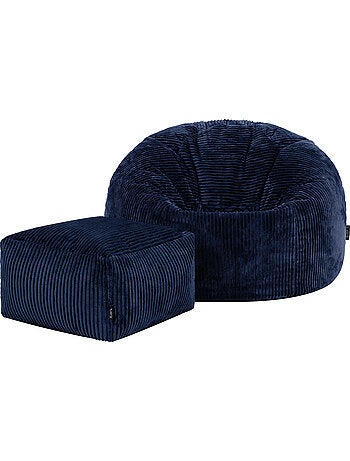 Pouf sillón clásico kingston con reposapiés cuadrado amara de pana - icon