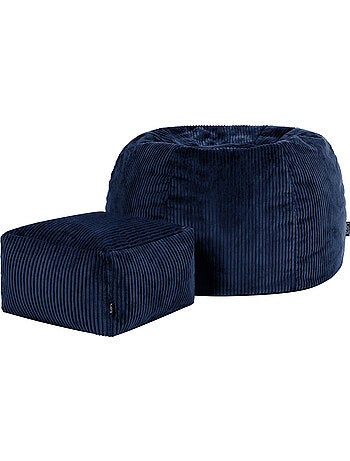 Pouf sillón clásico kingston con reposapiés cuadrado amara de pana - icon