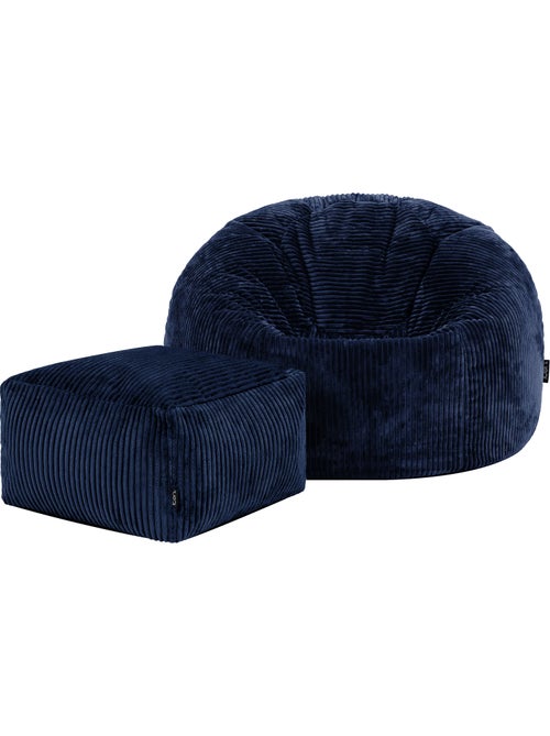Pouf sillón clásico kingston con reposapiés cuadrado amara de pana - icon - Kiabi