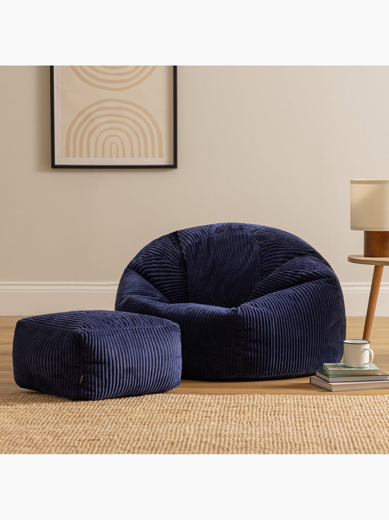Pouf sillón clásico kingston con reposapiés cuadrado amara de pana - icon Azul marino - Kiabi