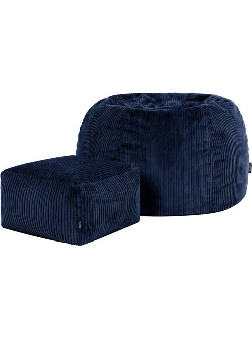 Pouf sillón clásico kingston con reposapiés cuadrado amara de pana - icon - Kiabi
