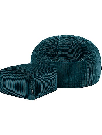 Pouf sillón clásico kingston con reposapiés cuadrado amara de pana - icon