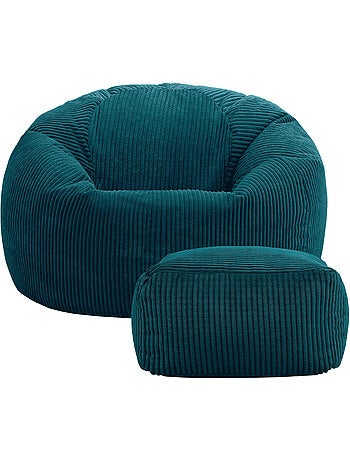 Pouf sillón clásico kingston con reposapiés cuadrado amara de pana - icon