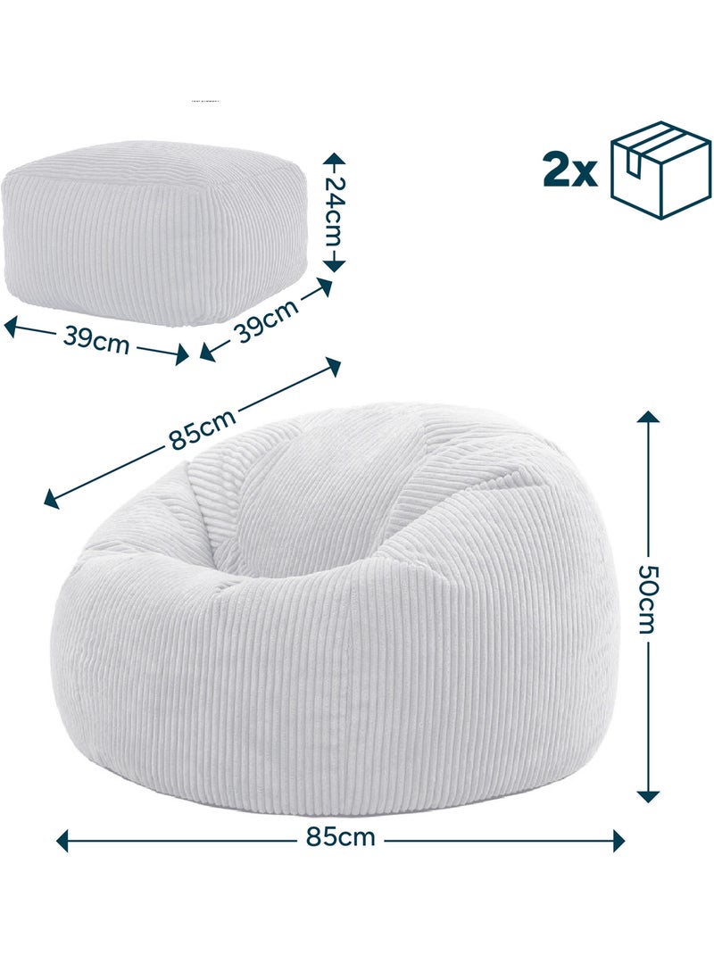 Pouf sillón clásico kingston con reposapiés cuadrado amara de pana - icon Azul petróleo - Kiabi