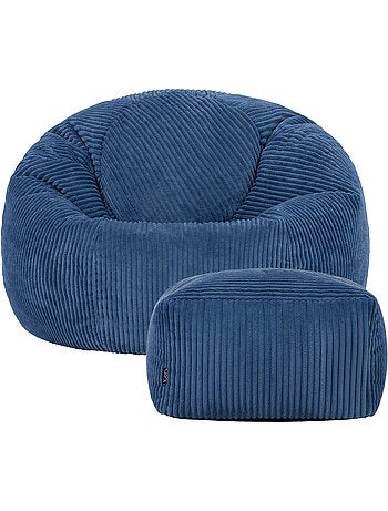 Pouf sillón clásico kingston con reposapiés cuadrado amara de pana - icon