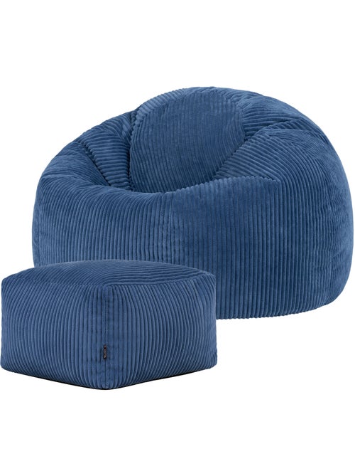 Pouf sillón clásico kingston con reposapiés cuadrado amara de pana - icon - Kiabi