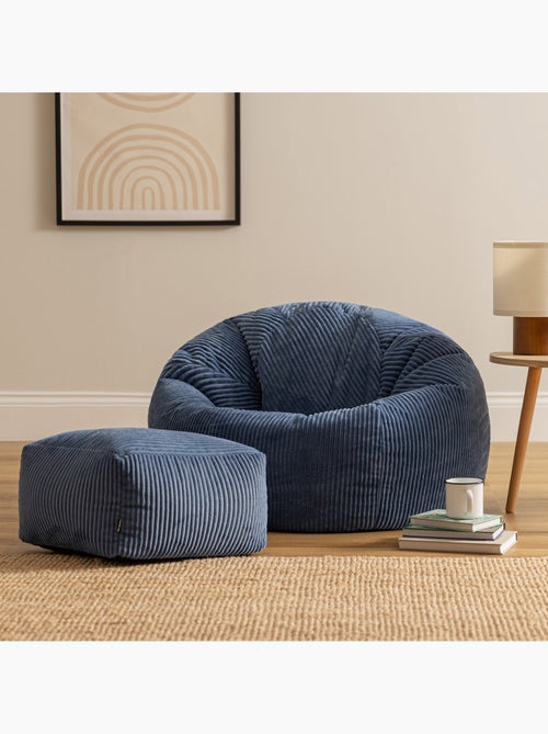 Pouf sillón clásico kingston con reposapiés cuadrado amara de pana - icon - Kiabi