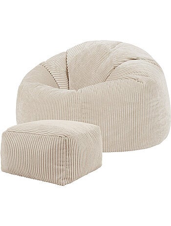 Pouf sillón clásico kingston con reposapiés cuadrado amara de pana - icon