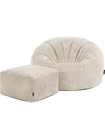 Pouf sillón clásico kingston con reposapiés cuadrado amara de pana - icon