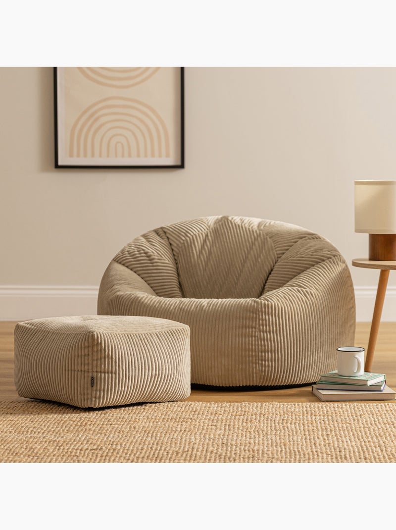 Pouf sillón clásico kingston con reposapiés cuadrado amara de pana - icon Beige - Kiabi