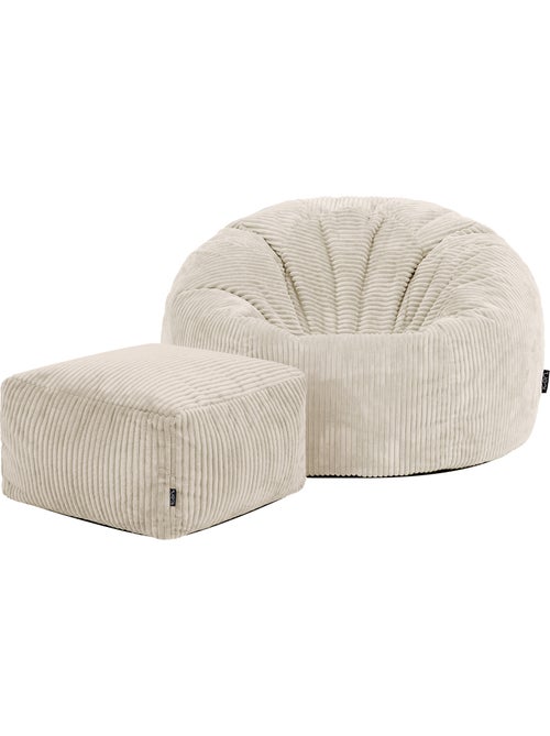 Pouf sillón clásico kingston con reposapiés cuadrado amara de pana - icon - Kiabi