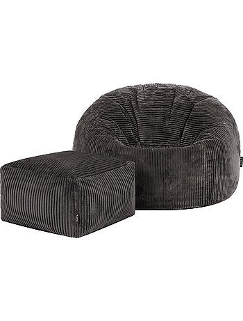 Pouf sillón clásico kingston con reposapiés cuadrado amara de pana - icon