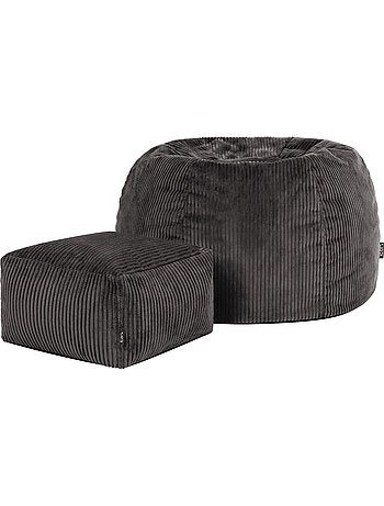 Pouf sillón clásico kingston con reposapiés cuadrado amara de pana - icon