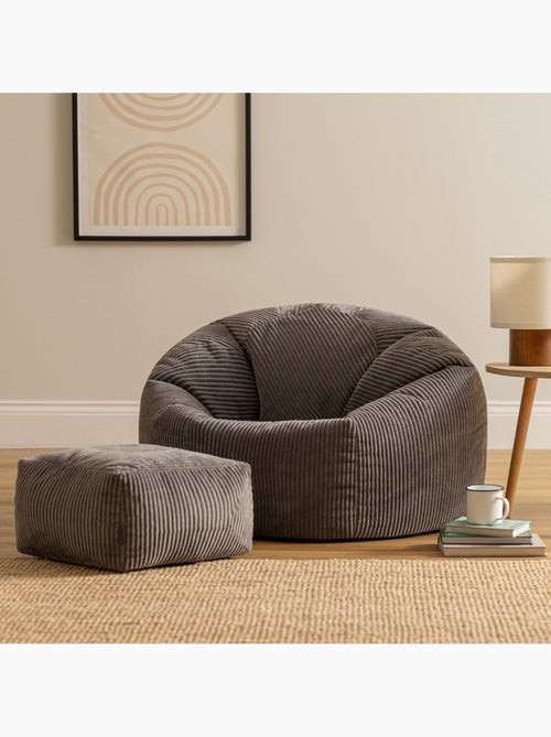 Pouf sillón clásico kingston con reposapiés cuadrado amara de pana - icon - Kiabi